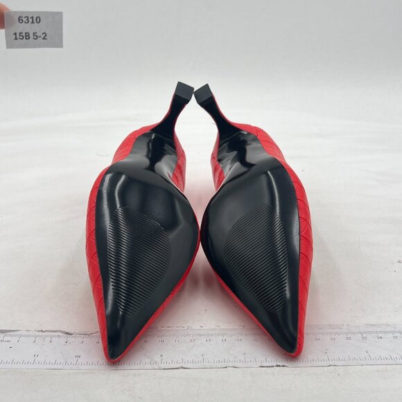 FOWT Red Pointed Toe Black Pumps for Women Dressy Slip on Thin High Heel Shoes